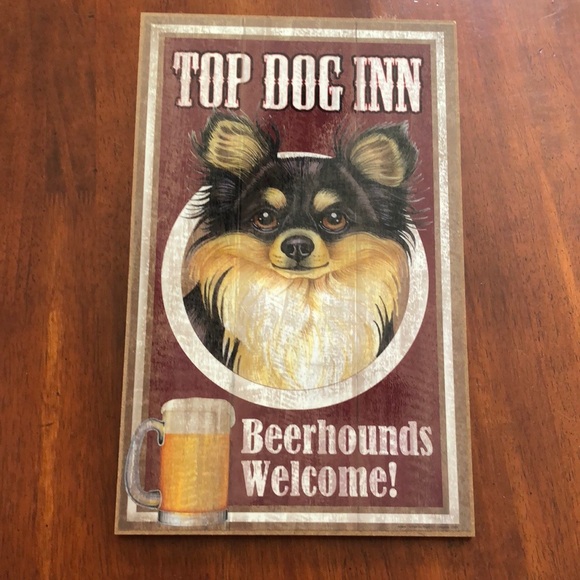 LOVE & LAUGHTER Long Coat Chihuahua Wooden Plaque Wall Decor - Picture 5 of 5